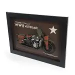 AJ045 VINTAGE WWII MOTORCYCLE 3D PAINTING | Collectible Metal scale model Motorcycle 3D Painting 